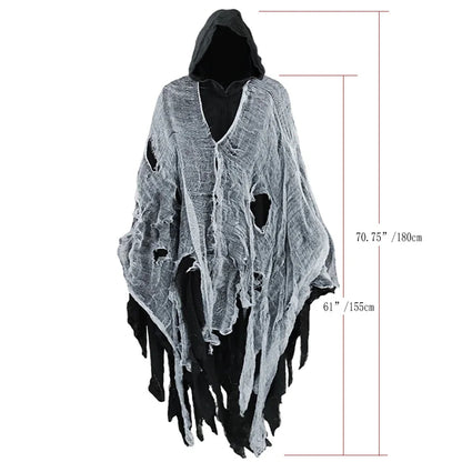 Gothic Horror Zombie Tattered Hooded Capes Unisex