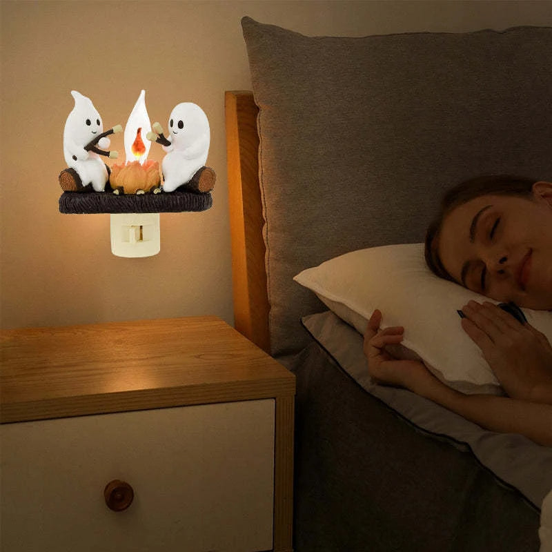 Halloween Room Decoration Ghost Bonfire Flashing Night Light Decoration Pumpkin Night Light