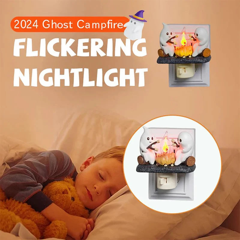 Halloween Room Decoration Ghost Bonfire Flashing Night Light Decoration Pumpkin Night Light