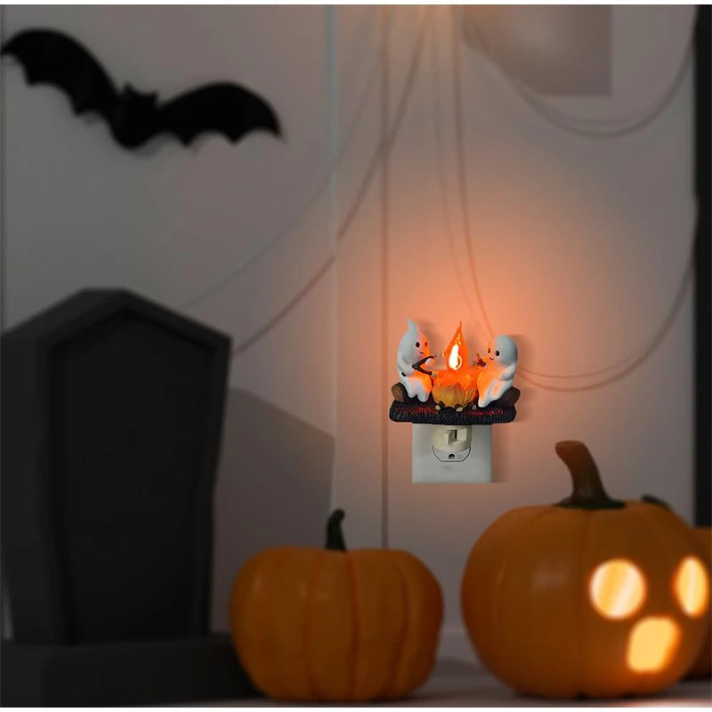 Halloween Room Decoration Ghost Bonfire Flashing Night Light Decoration Pumpkin Night Light