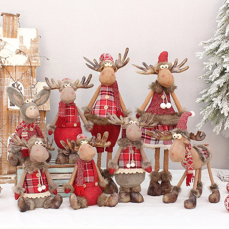 Christmas Party Decorations Retractable Elk Dolls