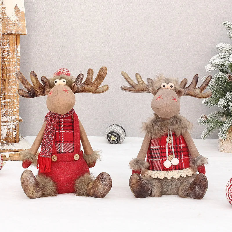 Christmas Party Decorations Retractable Elk Dolls