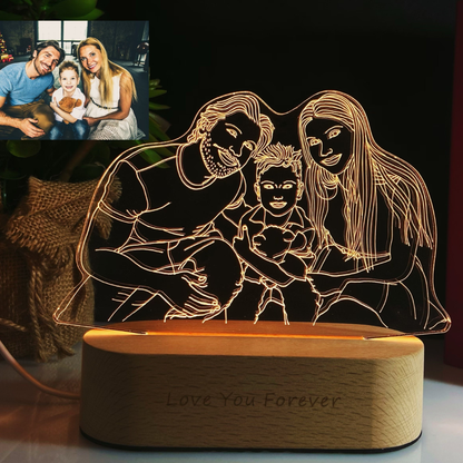 Customized 3D Photo Lamp - Personalized Wedding Anniversary Gift, Valentine's Day Light, Engraved Image and Text, Perfect Couple Gift