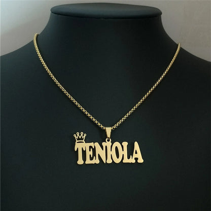 Personalized Baby Necklaces: Gold King Crown Name Chain with Letter Charms