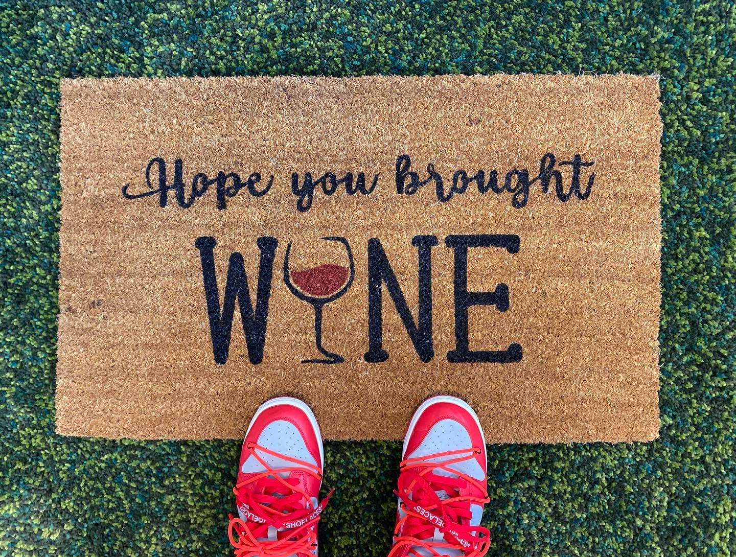 Hope You Brought Wine' Doormat for a Playful Entrance