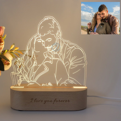 Customized 3D Photo Lamp - Personalized Wedding Anniversary Gift, Valentine's Day Light, Engraved Image and Text, Perfect Couple Gift