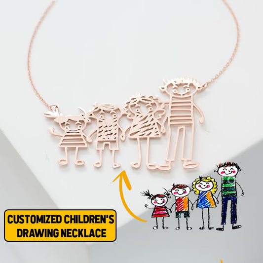 Kid's Art Baby Artwork Personalized - Customized Children's Drawing Necklace - Custom Keychain