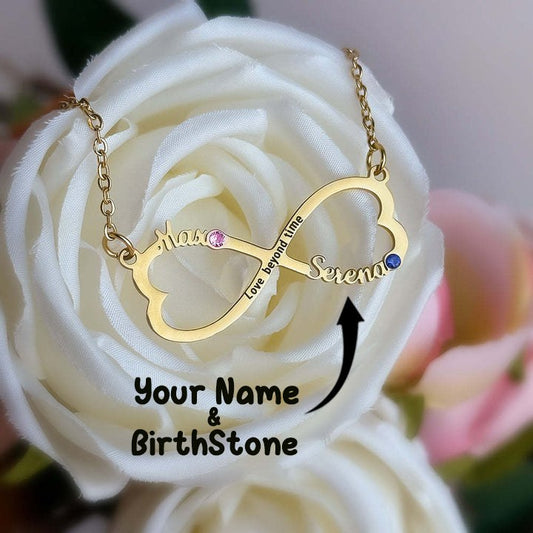 Personalized Heart Infinity Necklace With Name