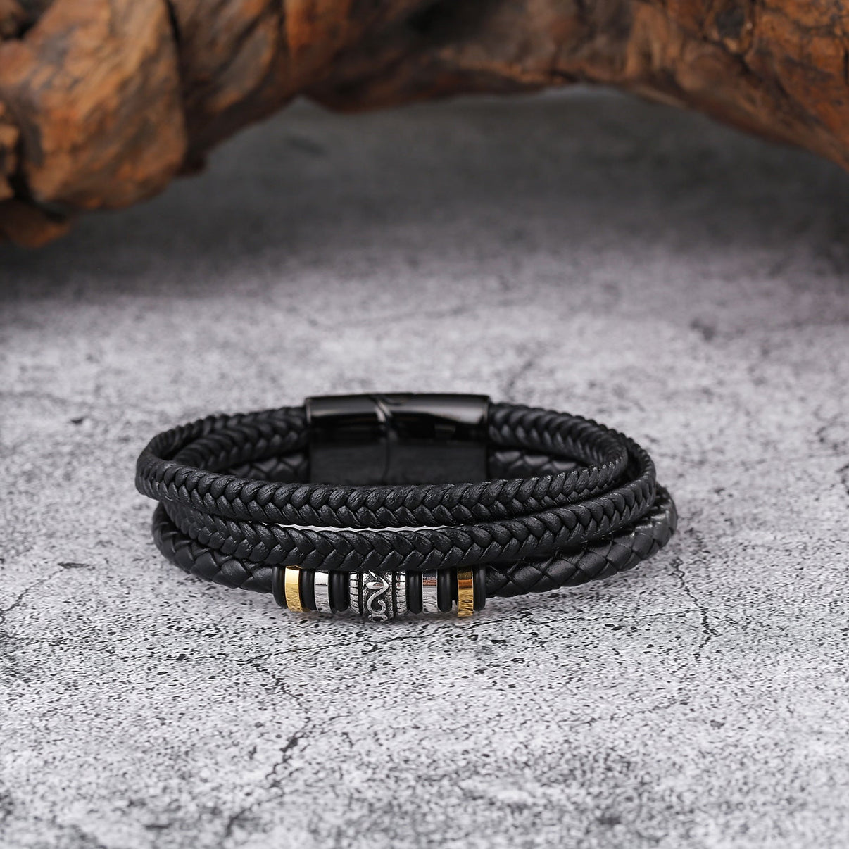 Custom Made Leather Braided Bracelet For Men