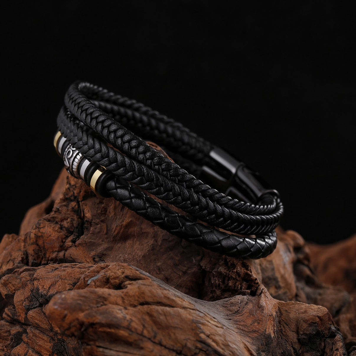 Custom Made Leather Braided Bracelet For Men