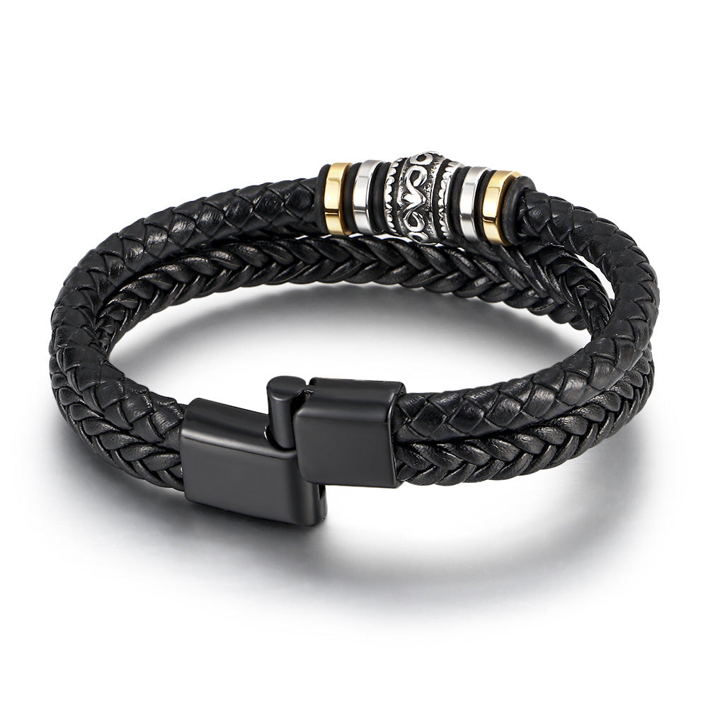 Custom Made Leather Braided Bracelet For Men