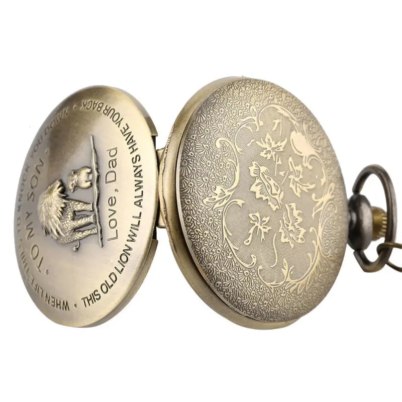 Lion Engraved Pocket Watch For Son