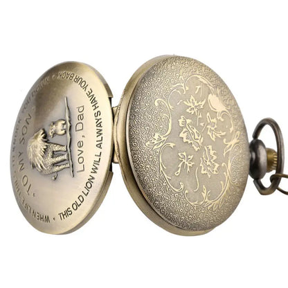 Lion Engraved Pocket Watch For Son