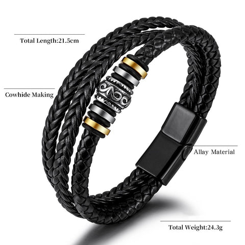 Custom Made Leather Braided Bracelet For Men