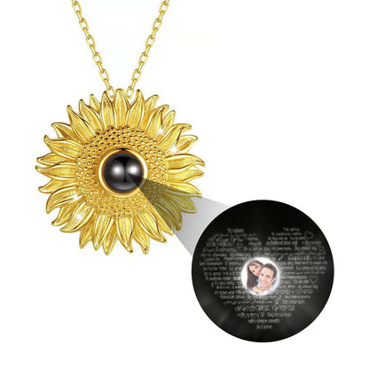 Custom Memorial Photo Projection Sunflower Necklace