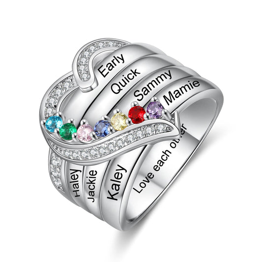 Customized Ring Heart Birthstone