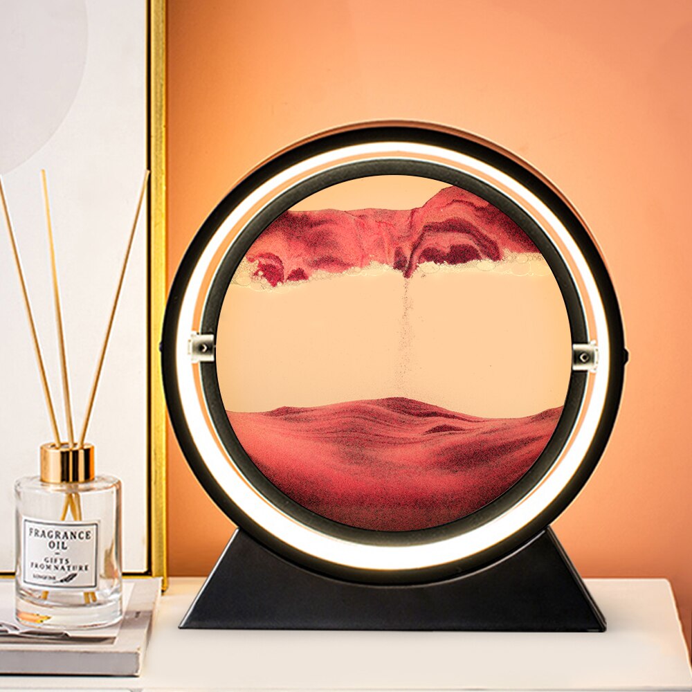 3D Hourglass LED Lamp Quicksand Moving Rotating Art