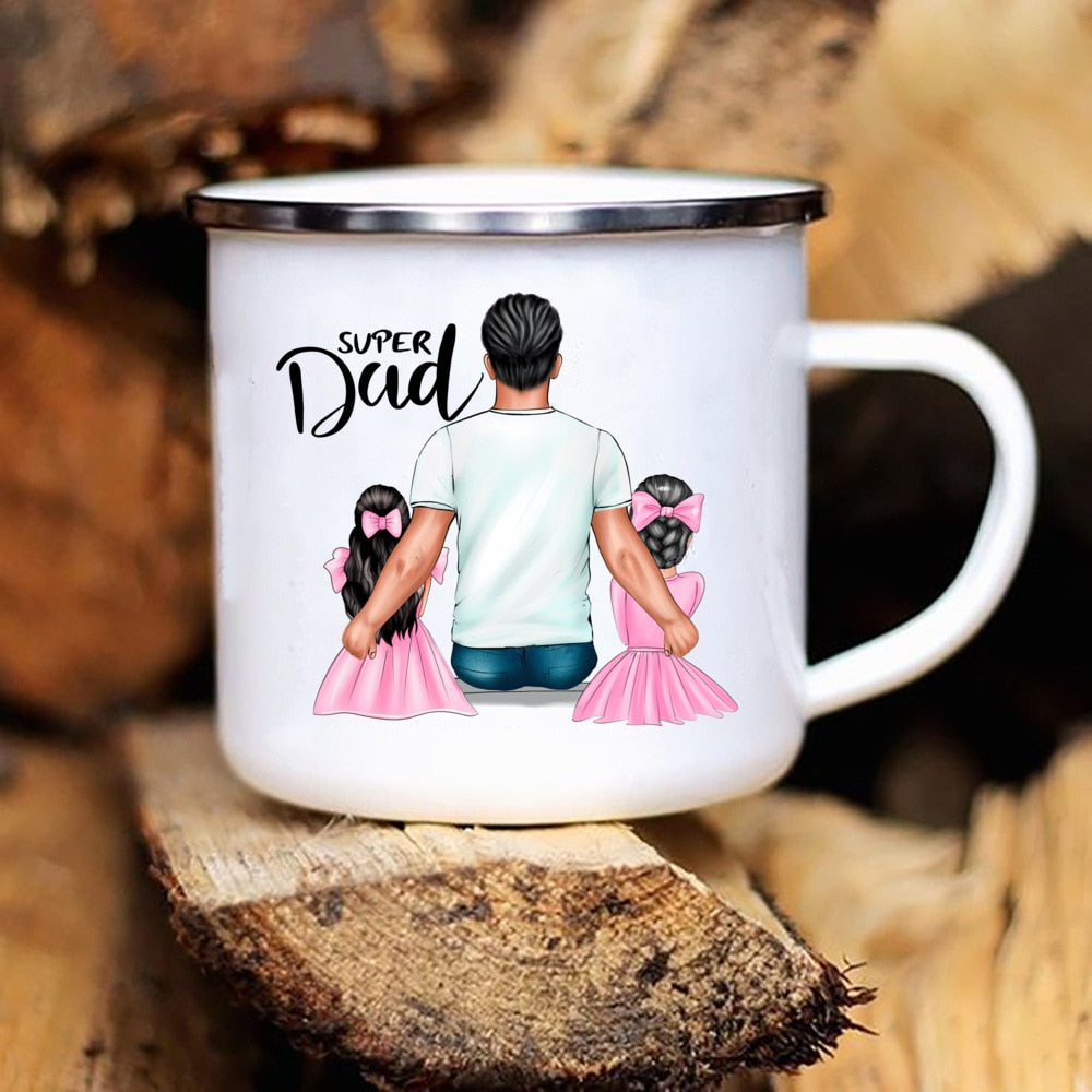 Creative Enamel Mug for Super Dad, Perfect Father's Day Gift