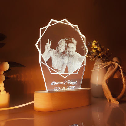 CusLuckGifts™ - Personalized Lamp Photo Text Anniversary Gift