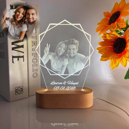 CusLuckGifts™ - Personalized Lamp Photo Text Anniversary Gift