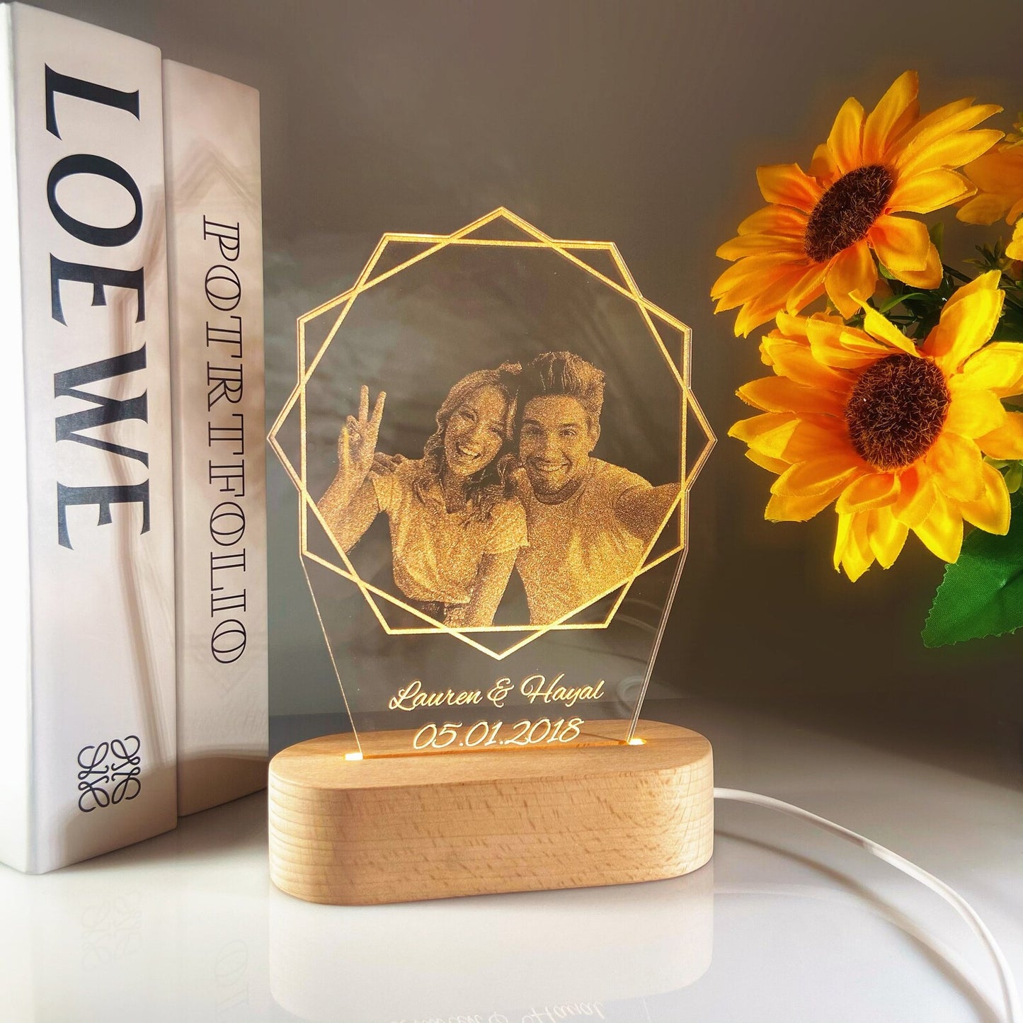 CusLuckGifts™ - Personalized Lamp Photo Text Anniversary Gift