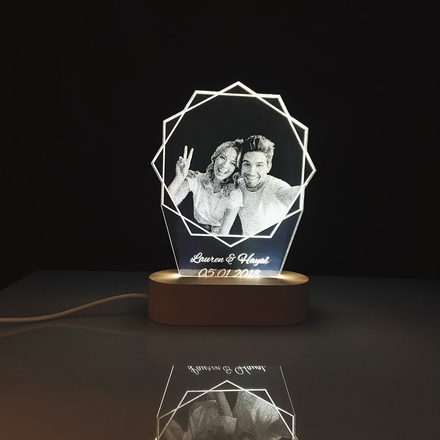 CusLuckGifts™ - Personalized Lamp Photo Text Anniversary Gift