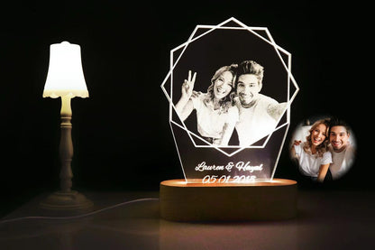 CusLuckGifts™ - Personalized Lamp Photo Text Anniversary Gift