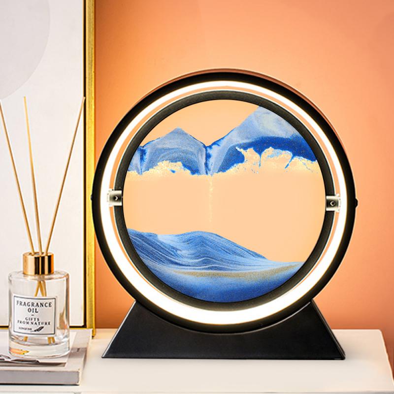 3D Hourglass LED Lamp Quicksand Moving Rotating Art